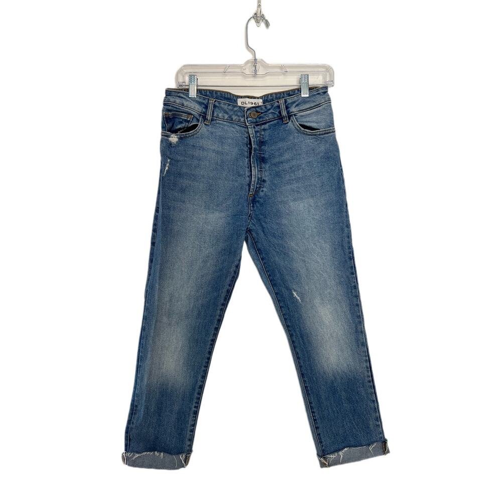DL1961 Bella High Rise Vintage Slim Blue Distressed Cropped Denim Jeans Size 28
